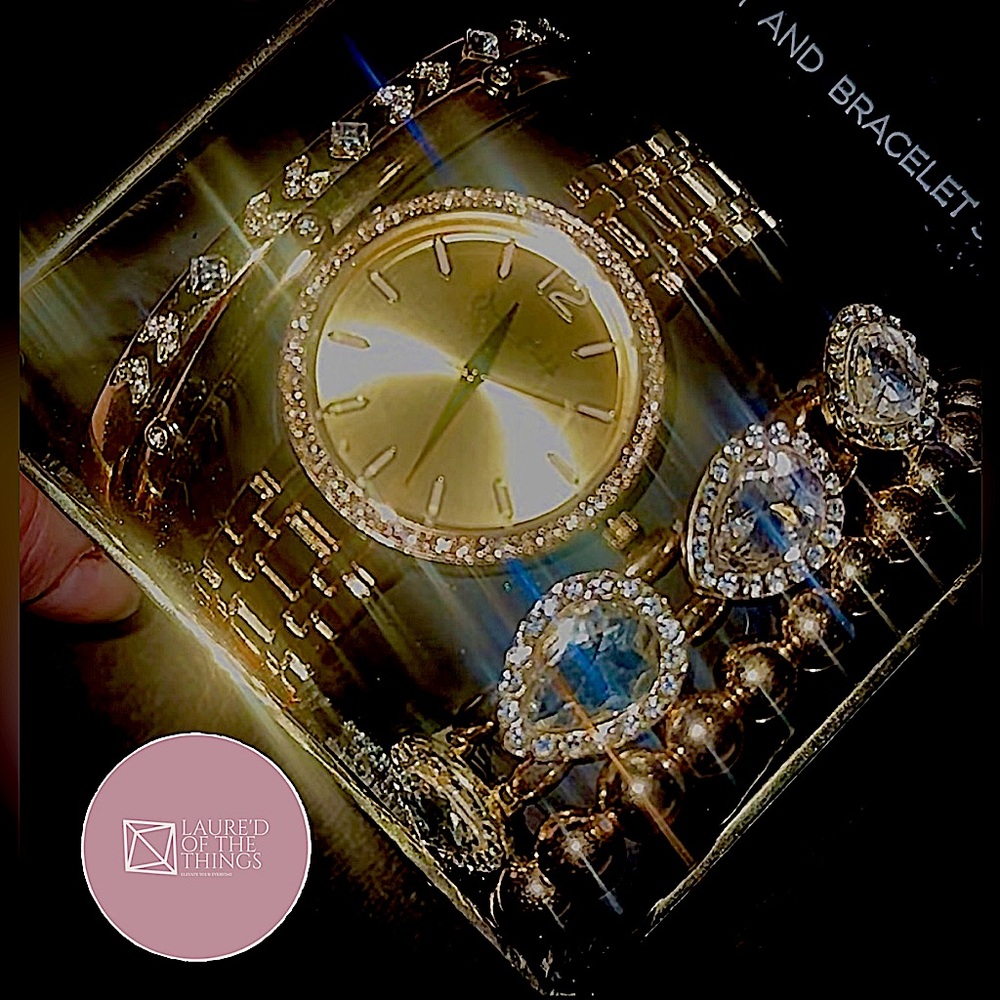 Jessica Carlyle Gold Watch and Bracelet Set